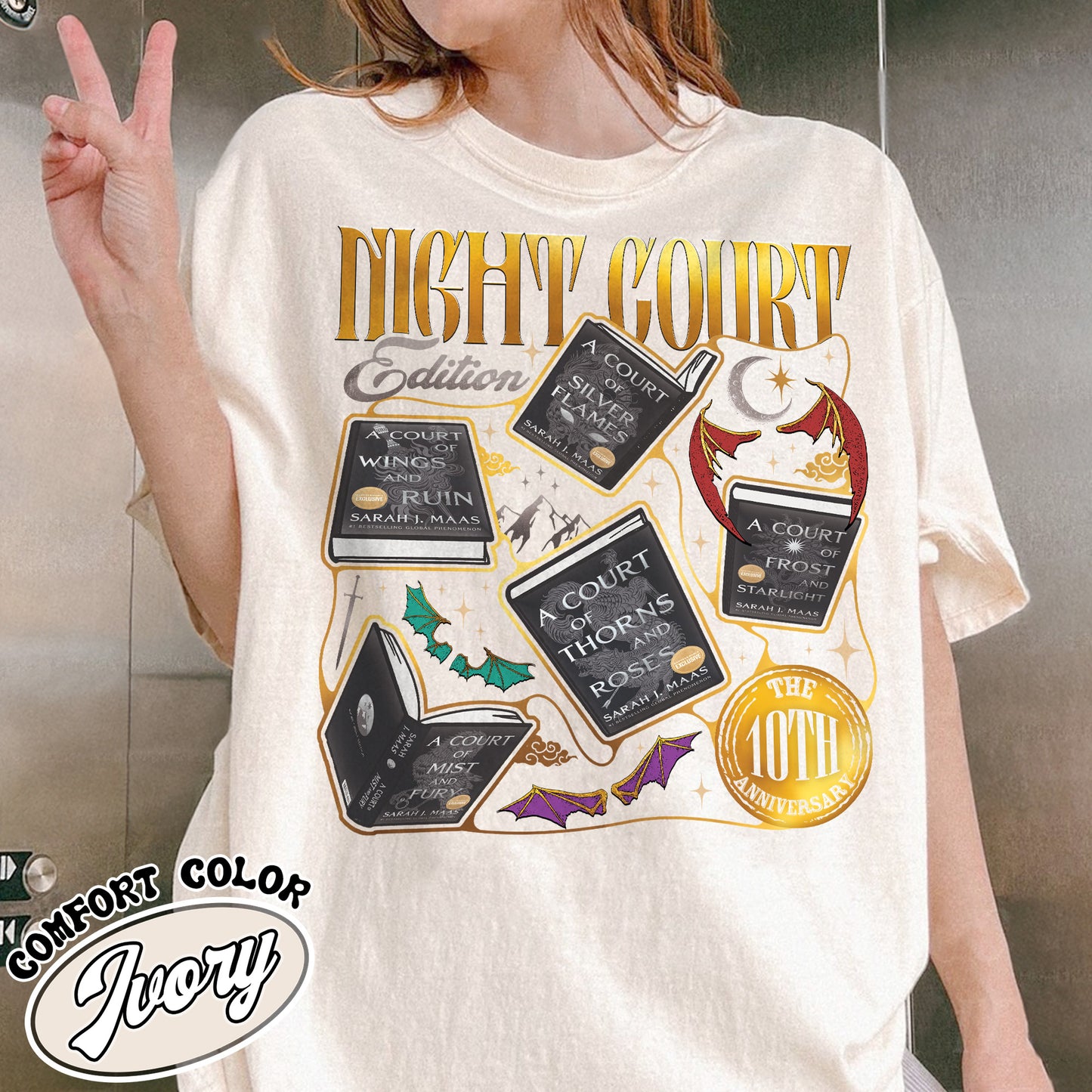 ACOTAR the Night Court 10th Anniversary Edition Comfort Color Shirt, SJM Merch, Gift for Book Lover