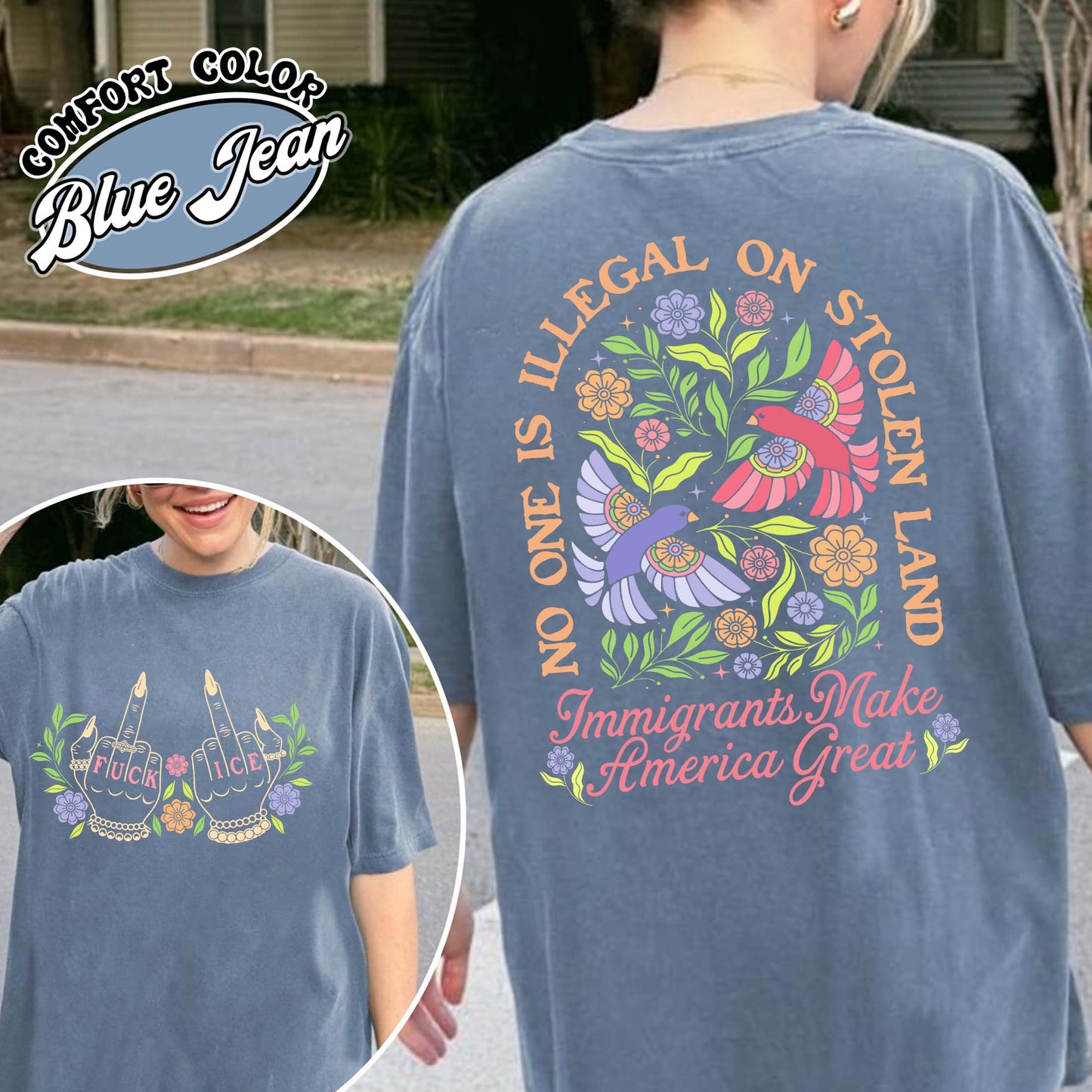 Anti ICE Comfort Colors shirt, No One Is Illegal On Stolen Land Shirt, Social Justice Shirt