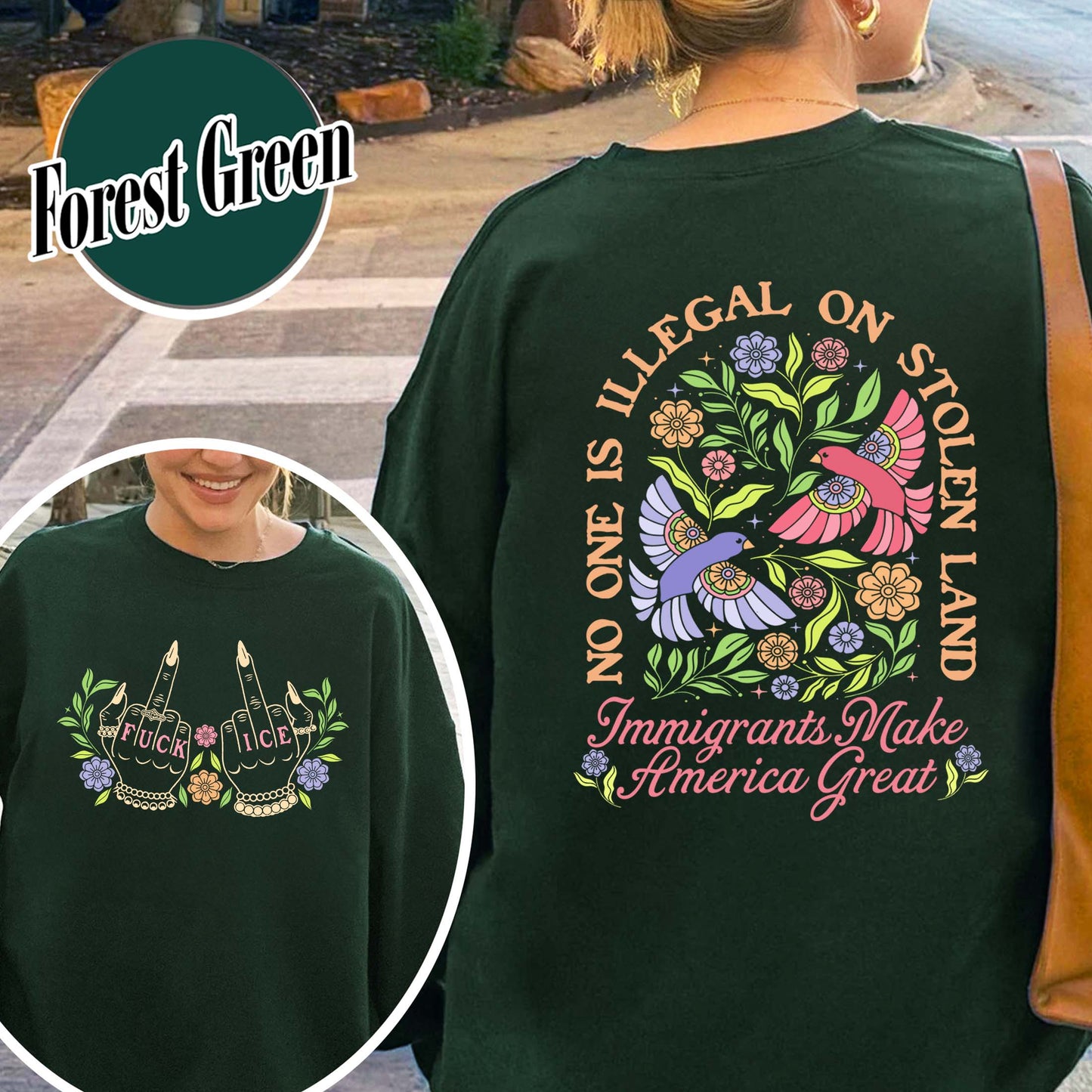 Anti ICE Sweatshirt, No One Is Illegal On Stolen Land Sweatshirt, Social Justice Sweatshirt