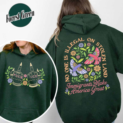 Anti ICE Hoodie, No One Is Illegal On Stolen Land Hoodie, Social Justice Hoodie