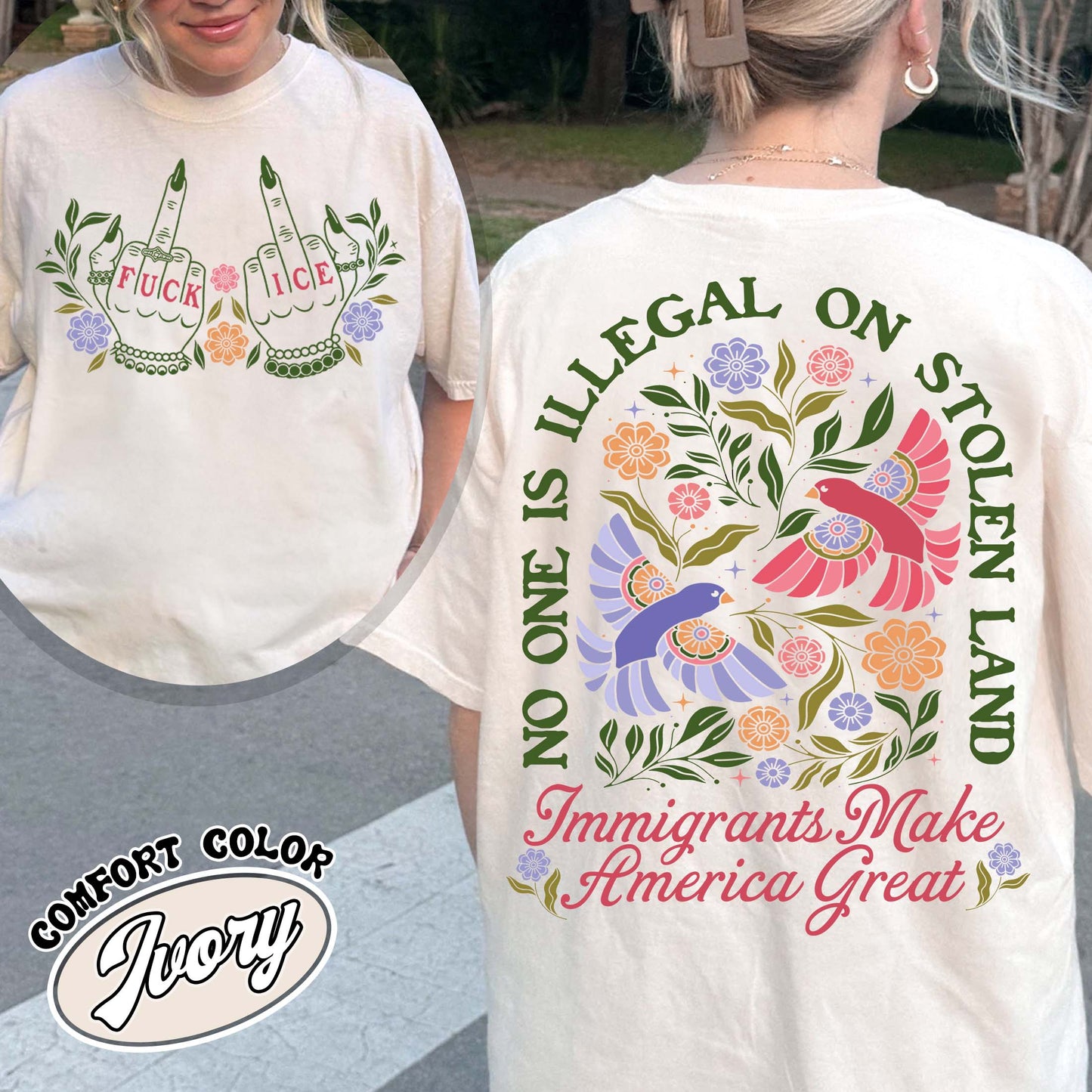 Anti ICE Comfort Colors shirt, No One Is Illegal On Stolen Land Shirt, Social Justice Shirt