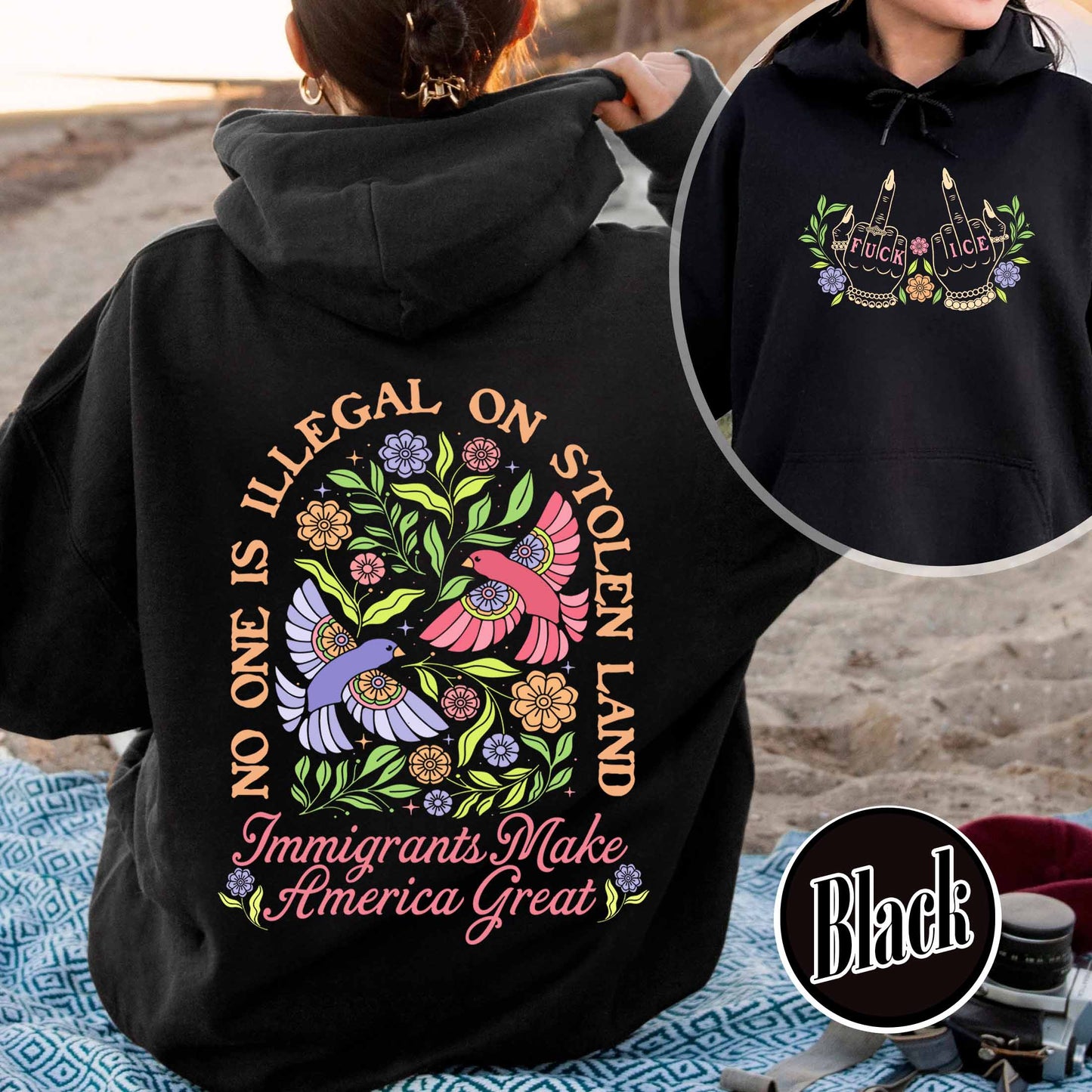 Anti ICE Hoodie, No One Is Illegal On Stolen Land Hoodie, Social Justice Hoodie