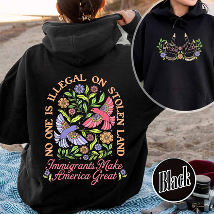 Anti ICE Hoodie, No One Is Illegal On Stolen Land Hoodie, Social Justice Hoodie