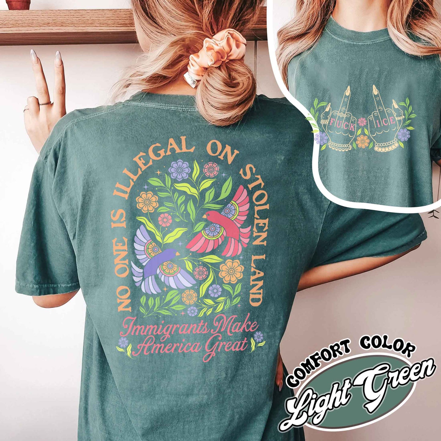 Anti ICE Comfort Colors shirt, No One Is Illegal On Stolen Land Shirt, Social Justice Shirt