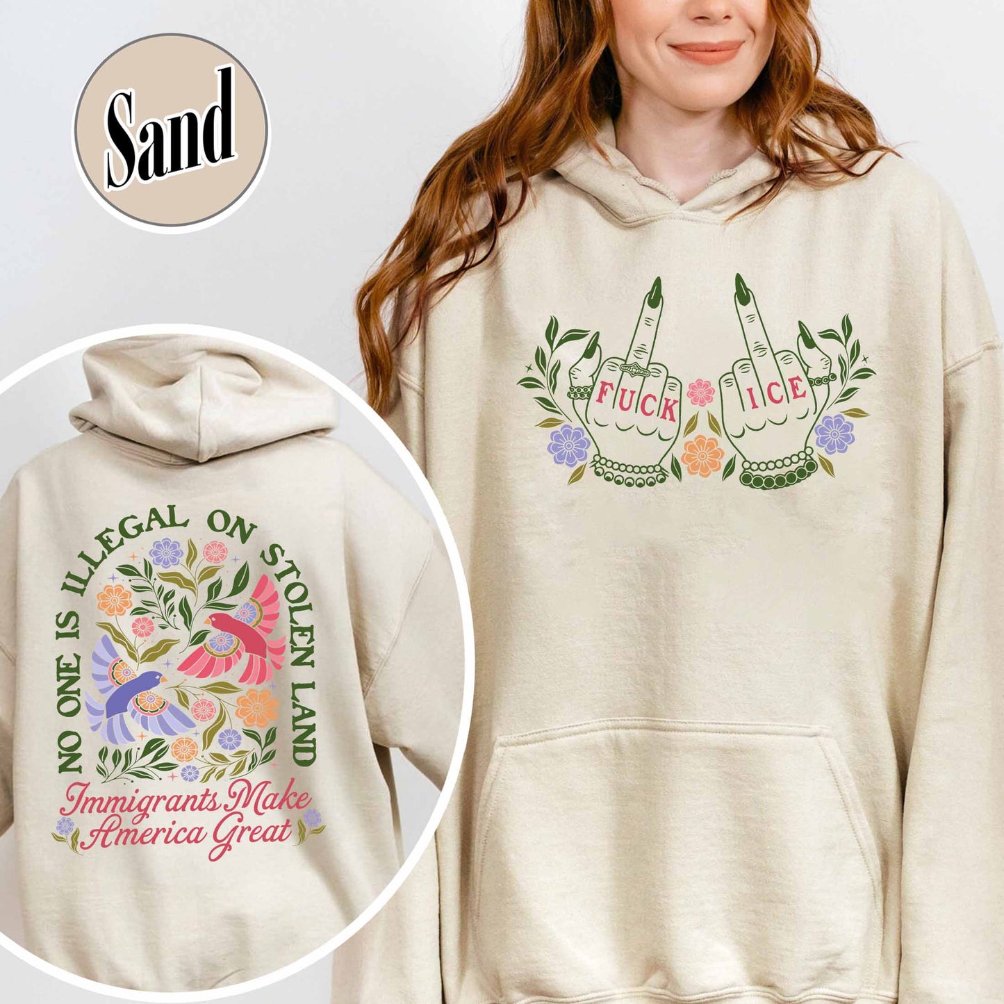 Anti ICE Hoodie, No One Is Illegal On Stolen Land Hoodie, Social Justice Hoodie