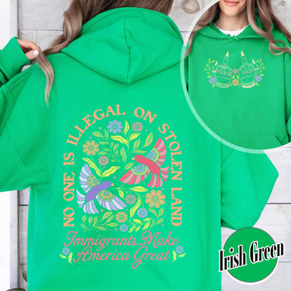 Anti ICE Hoodie, No One Is Illegal On Stolen Land Hoodie, Social Justice Hoodie
