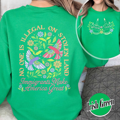 Anti ICE Sweatshirt, No One Is Illegal On Stolen Land Sweatshirt, Social Justice Sweatshirt
