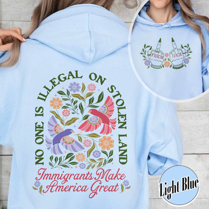 Anti ICE Hoodie, No One Is Illegal On Stolen Land Hoodie, Social Justice Hoodie