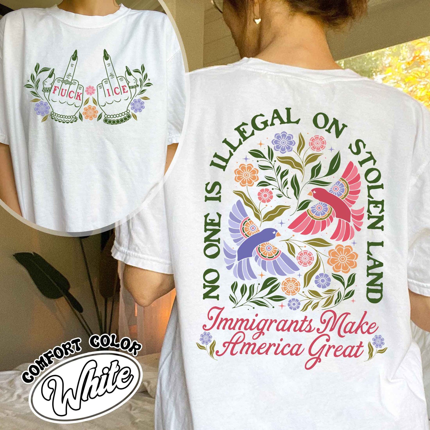 Anti ICE Comfort Colors shirt, No One Is Illegal On Stolen Land Shirt, Social Justice Shirt