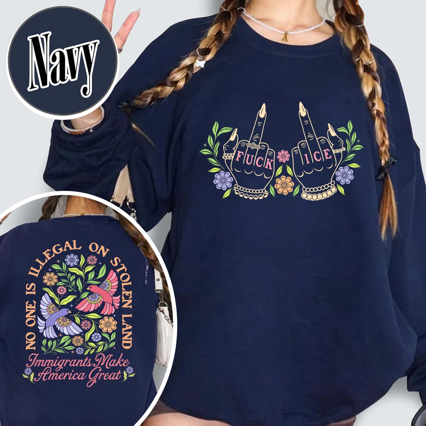 Anti ICE Sweatshirt, No One Is Illegal On Stolen Land Sweatshirt, Social Justice Sweatshirt