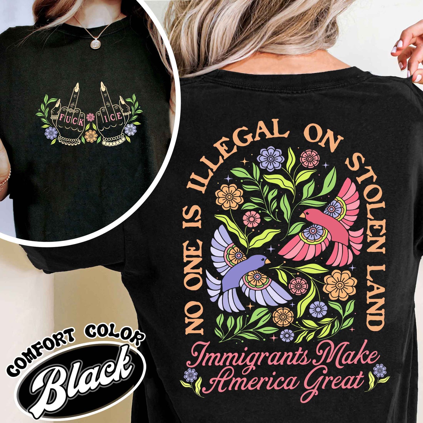Anti ICE Comfort Colors shirt, No One Is Illegal On Stolen Land Shirt, Social Justice Shirt