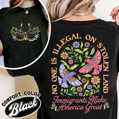 Anti ICE Comfort Colors shirt, No One Is Illegal On Stolen Land Shirt, Social Justice Shirt