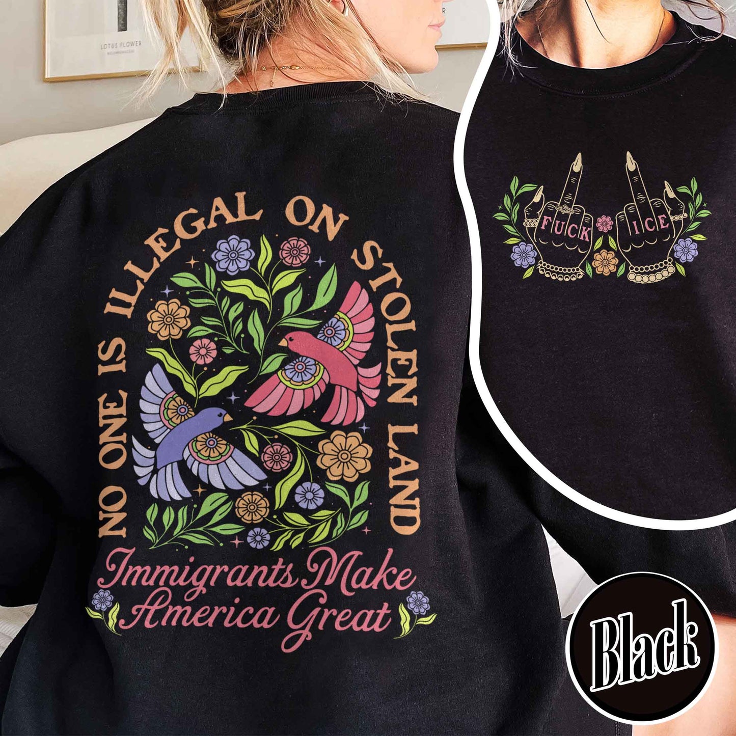 Anti ICE Sweatshirt, No One Is Illegal On Stolen Land Sweatshirt, Social Justice Sweatshirt