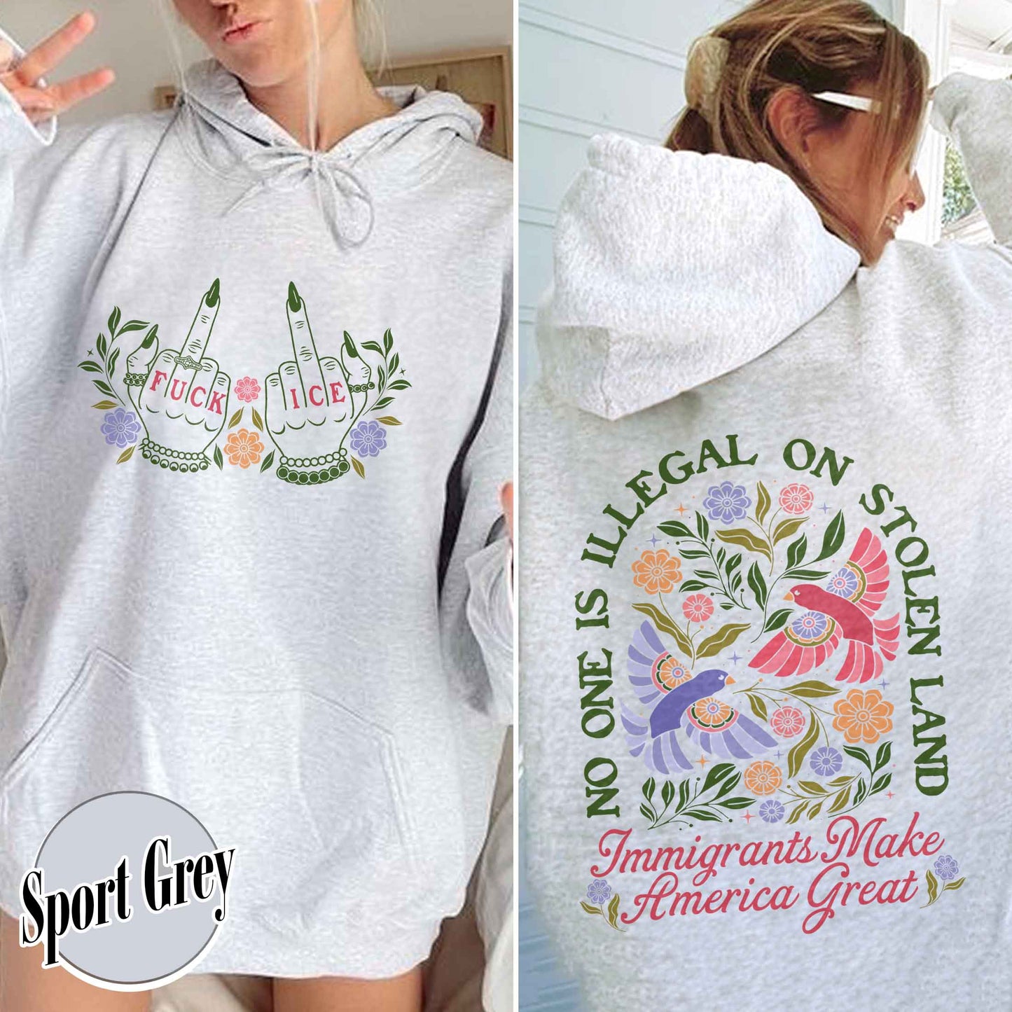 Anti ICE Hoodie, No One Is Illegal On Stolen Land Hoodie, Social Justice Hoodie