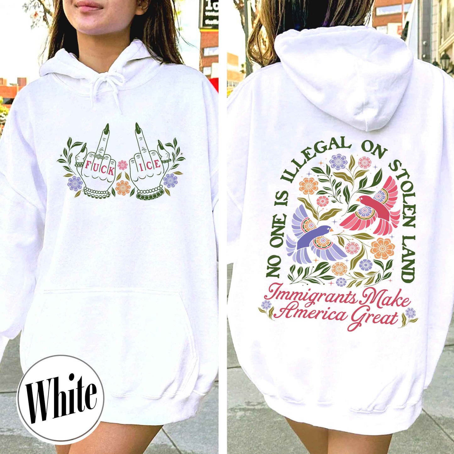 Anti ICE Hoodie, No One Is Illegal On Stolen Land Hoodie, Social Justice Hoodie