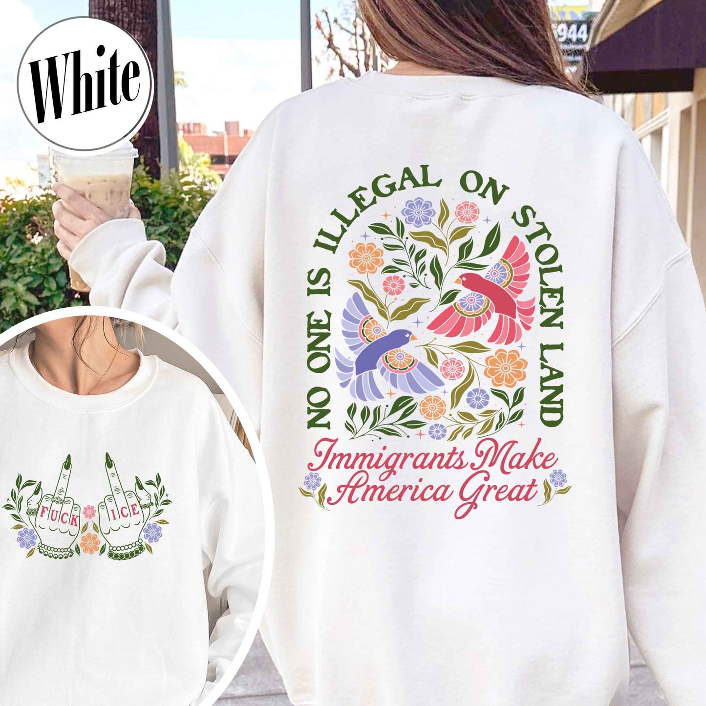 Anti ICE Sweatshirt, No One Is Illegal On Stolen Land Sweatshirt, Social Justice Sweatshirt