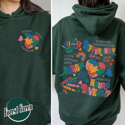 Autism Awareness Hoodie, Everyone Communicates Differently Autism Hoodie