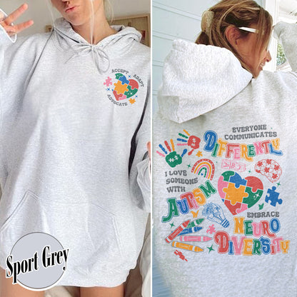 Autism Awareness Hoodie, Everyone Communicates Differently Autism Hoodie
