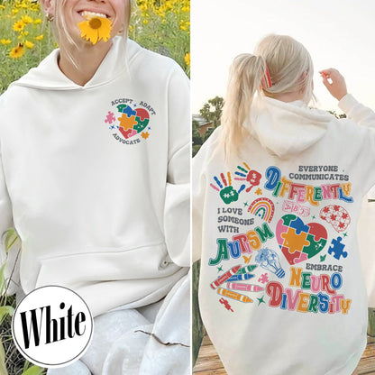 Autism Awareness Hoodie, Everyone Communicates Differently Autism Hoodie