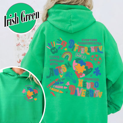 Autism Awareness Hoodie, Everyone Communicates Differently Autism Hoodie
