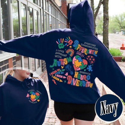 Autism Awareness Hoodie, Everyone Communicates Differently Autism Hoodie