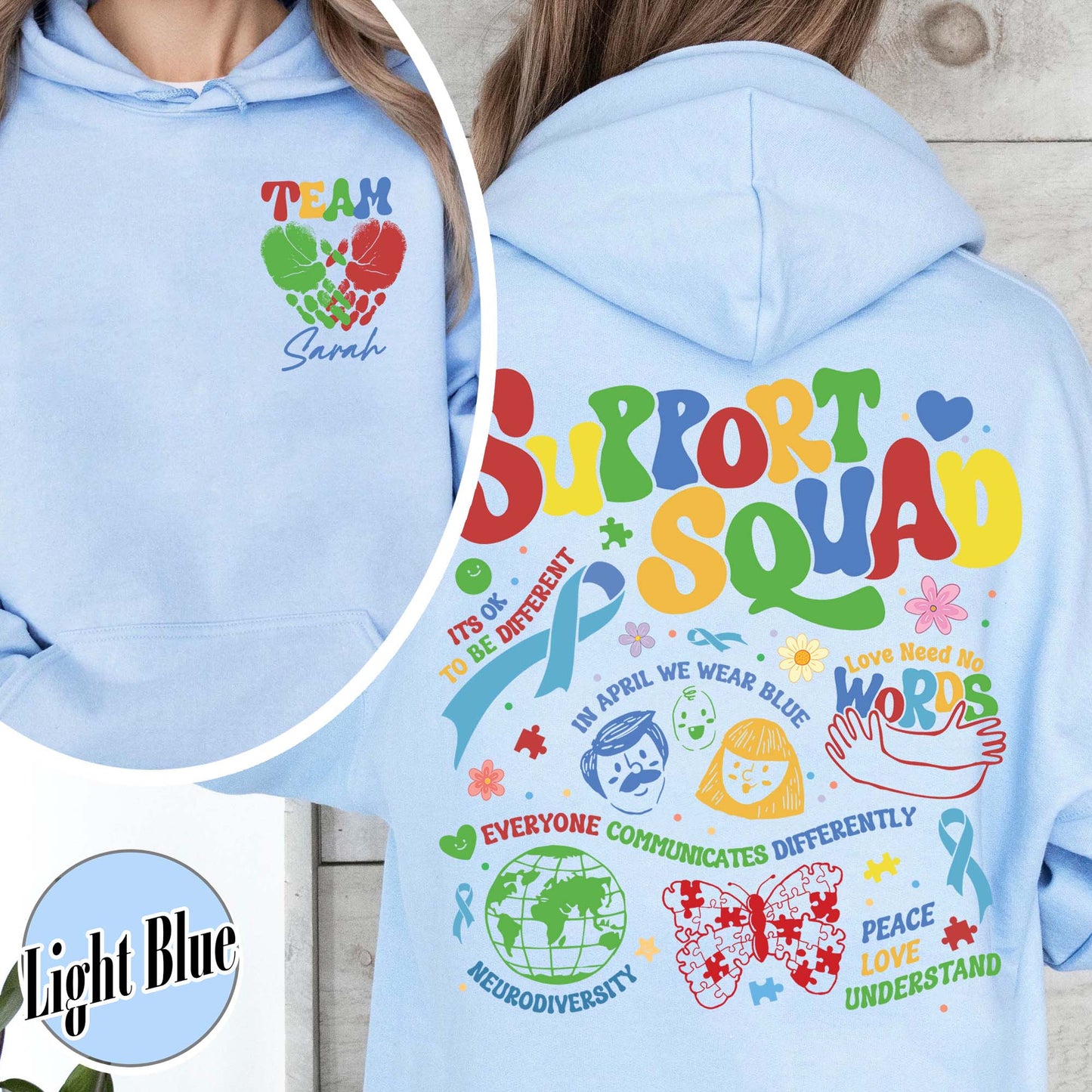 Autism Awareness Hoodie, Custom Support Squad Autism Hoodie, Autism Family Team Hoodie