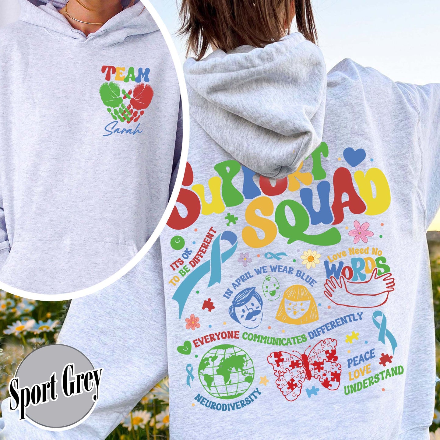 Autism Awareness Hoodie, Custom Support Squad Autism Hoodie, Autism Family Team Hoodie