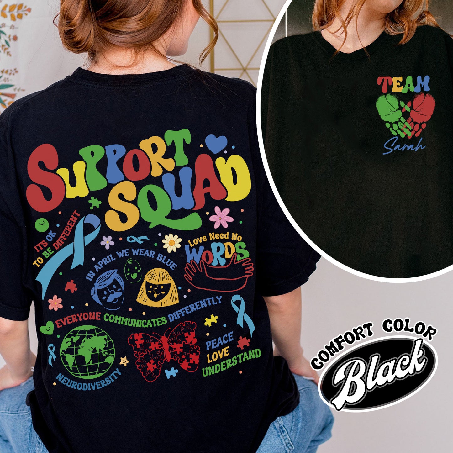 Autism Awareness Comfort Color Shirt, Custom Support Squad Autism Shirt, Autism Family Team Shirt