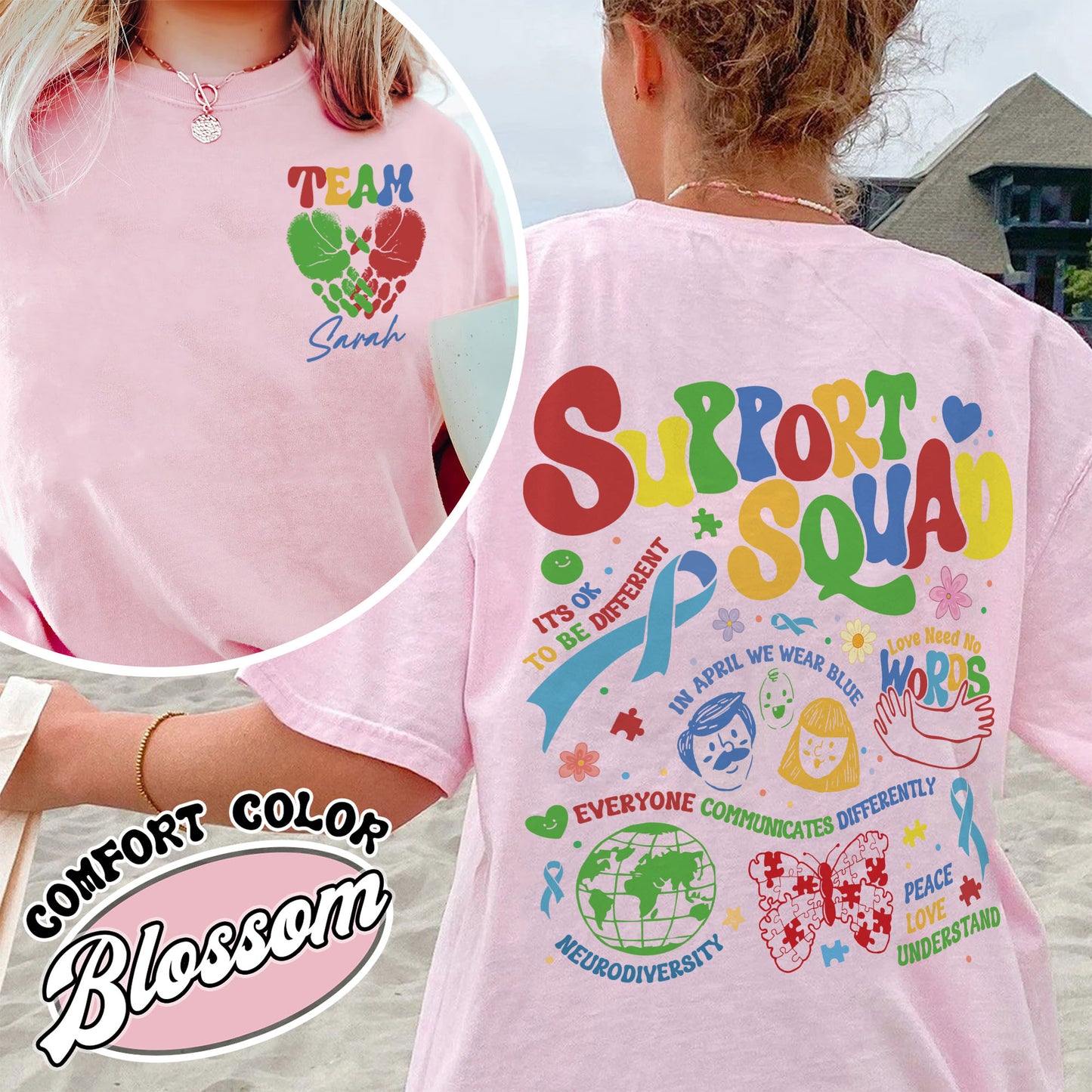 Autism Awareness Comfort Color Shirt, Custom Support Squad Autism Shirt, Autism Family Team Shirt