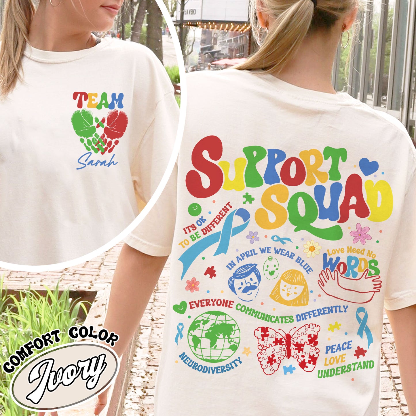 Autism Awareness Comfort Color Shirt, Custom Support Squad Autism Shirt, Autism Family Team Shirt