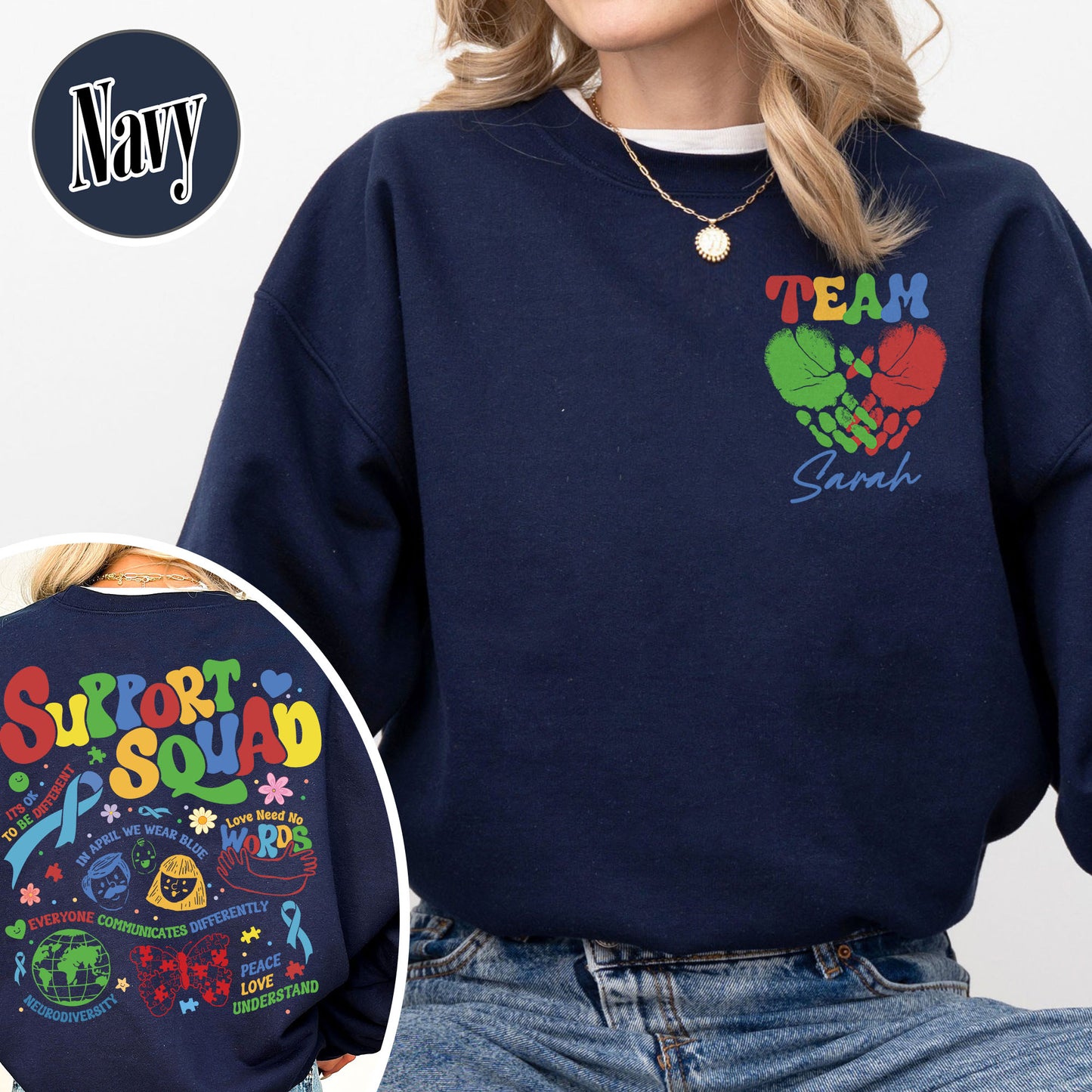 Autism Awareness Sweatshirt, Custom Support Squad Autism Sweatshirt, Autism Family Team Sweatshirt