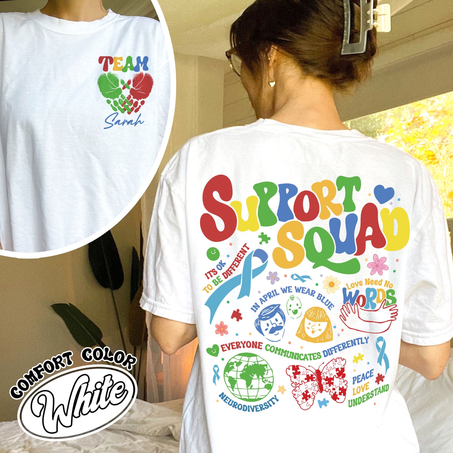 Autism Awareness Comfort Color Shirt, Custom Support Squad Autism Shirt, Autism Family Team Shirt