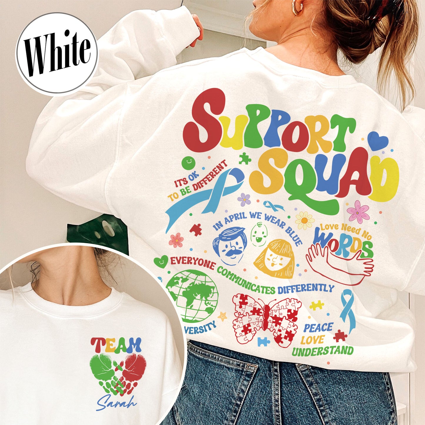 Autism Awareness Sweatshirt, Custom Support Squad Autism Sweatshirt, Autism Family Team Sweatshirt