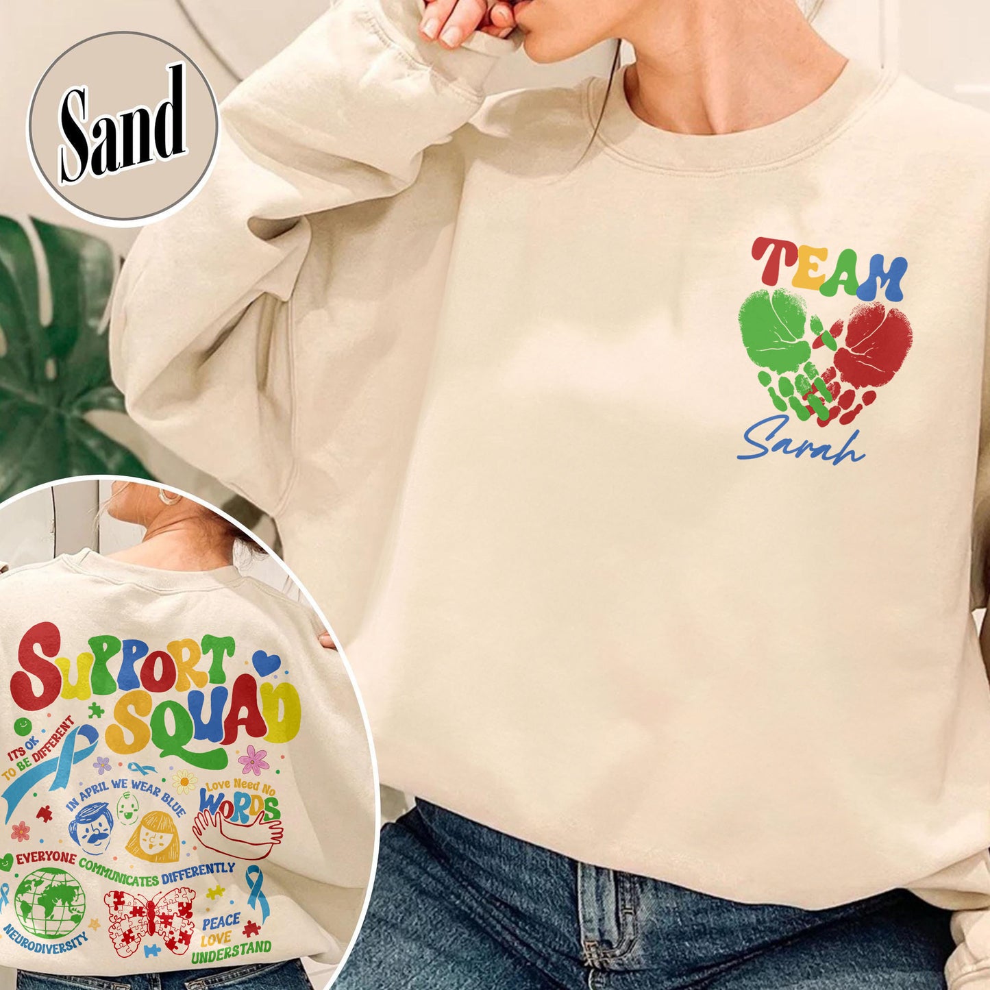 Autism Awareness Sweatshirt, Custom Support Squad Autism Sweatshirt, Autism Family Team Sweatshirt