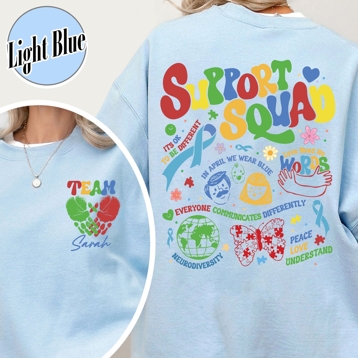 Autism Awareness Sweatshirt, Custom Support Squad Autism Sweatshirt, Autism Family Team Sweatshirt