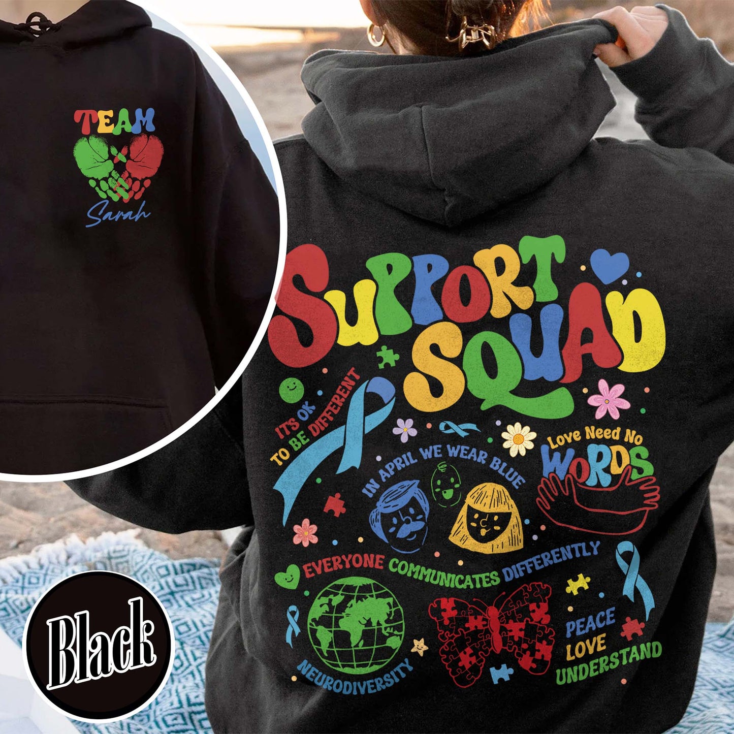 Autism Awareness Hoodie, Custom Support Squad Autism Hoodie, Autism Family Team Hoodie