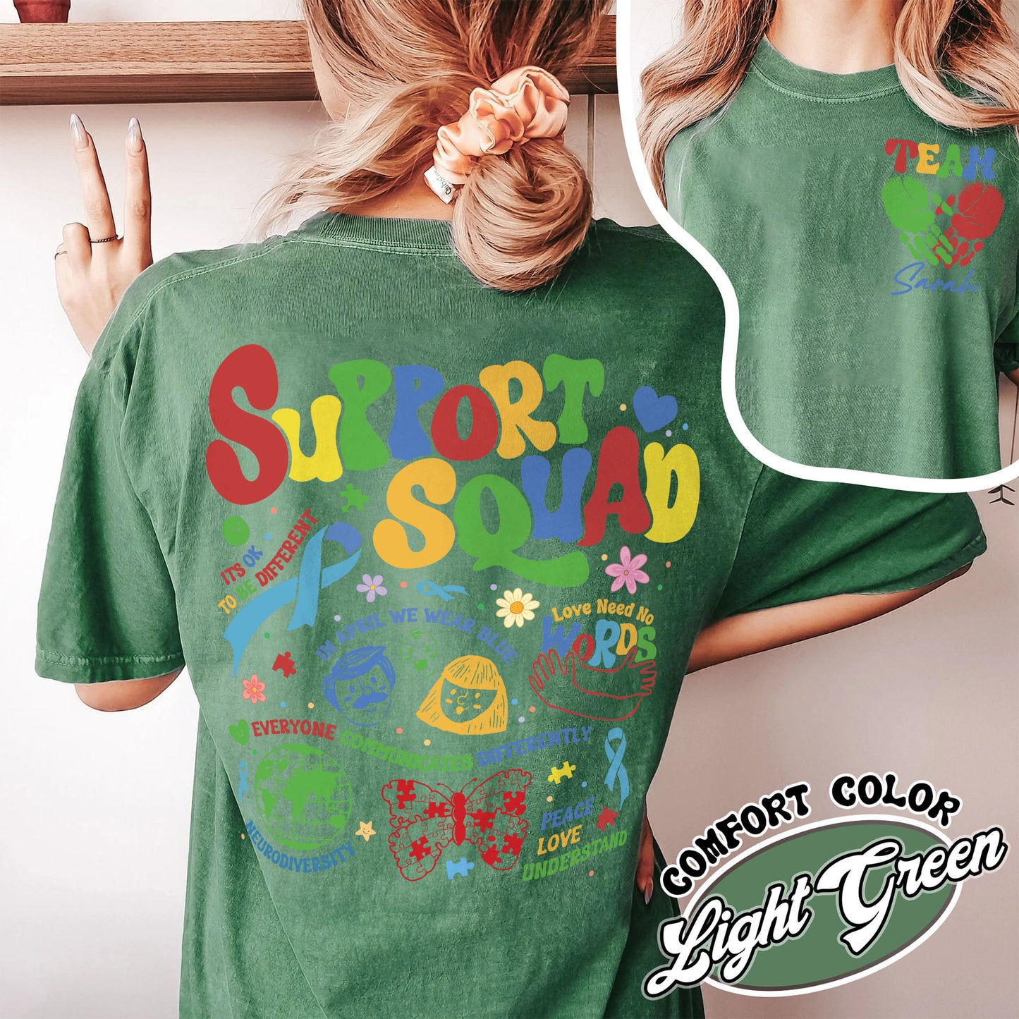 Autism Awareness Comfort Color Shirt, Custom Support Squad Autism Shirt, Autism Family Team Shirt