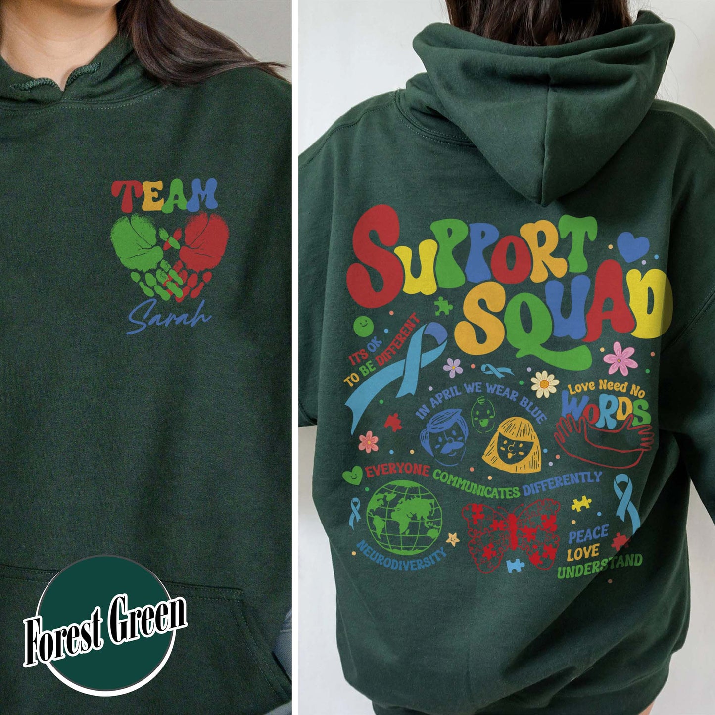 Autism Awareness Hoodie, Custom Support Squad Autism Hoodie, Autism Family Team Hoodie