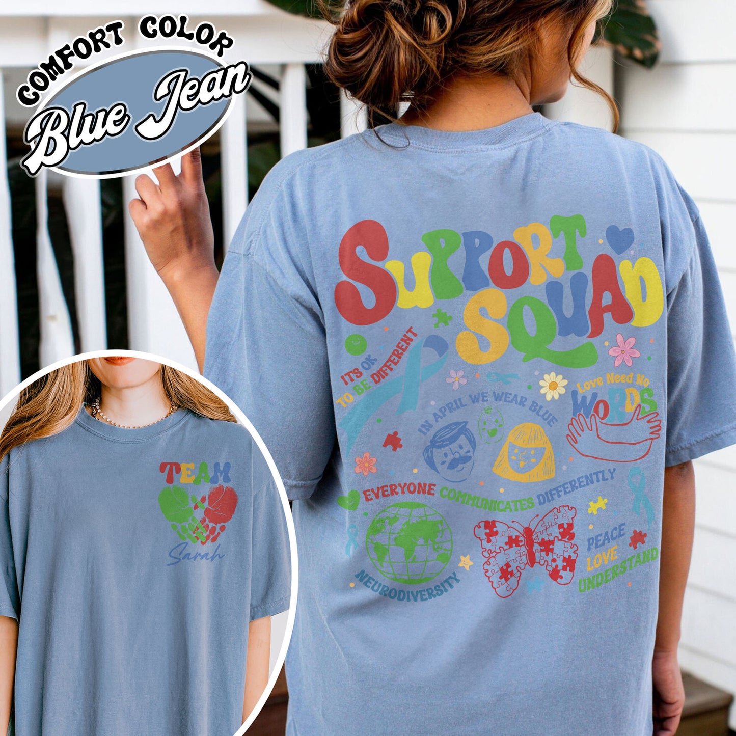 Autism Awareness Comfort Color Shirt, Custom Support Squad Autism Shirt, Autism Family Team Shirt