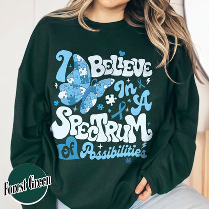 Autism Awareness Sweatshirt, I Believe in a Spectrum of Possibilities Sweatshirt, SPED Teacher Sweatshirt