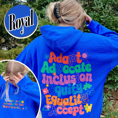 Autism Hoodie, Everyone Communicates Differently Hoodie, Adapt Advocate Accept Hoodie