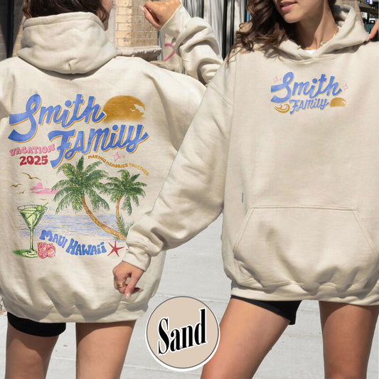Family Hoodie, Custom Family Vacation 2025 Hoodie, Custom Family Beach Trip Hoodie