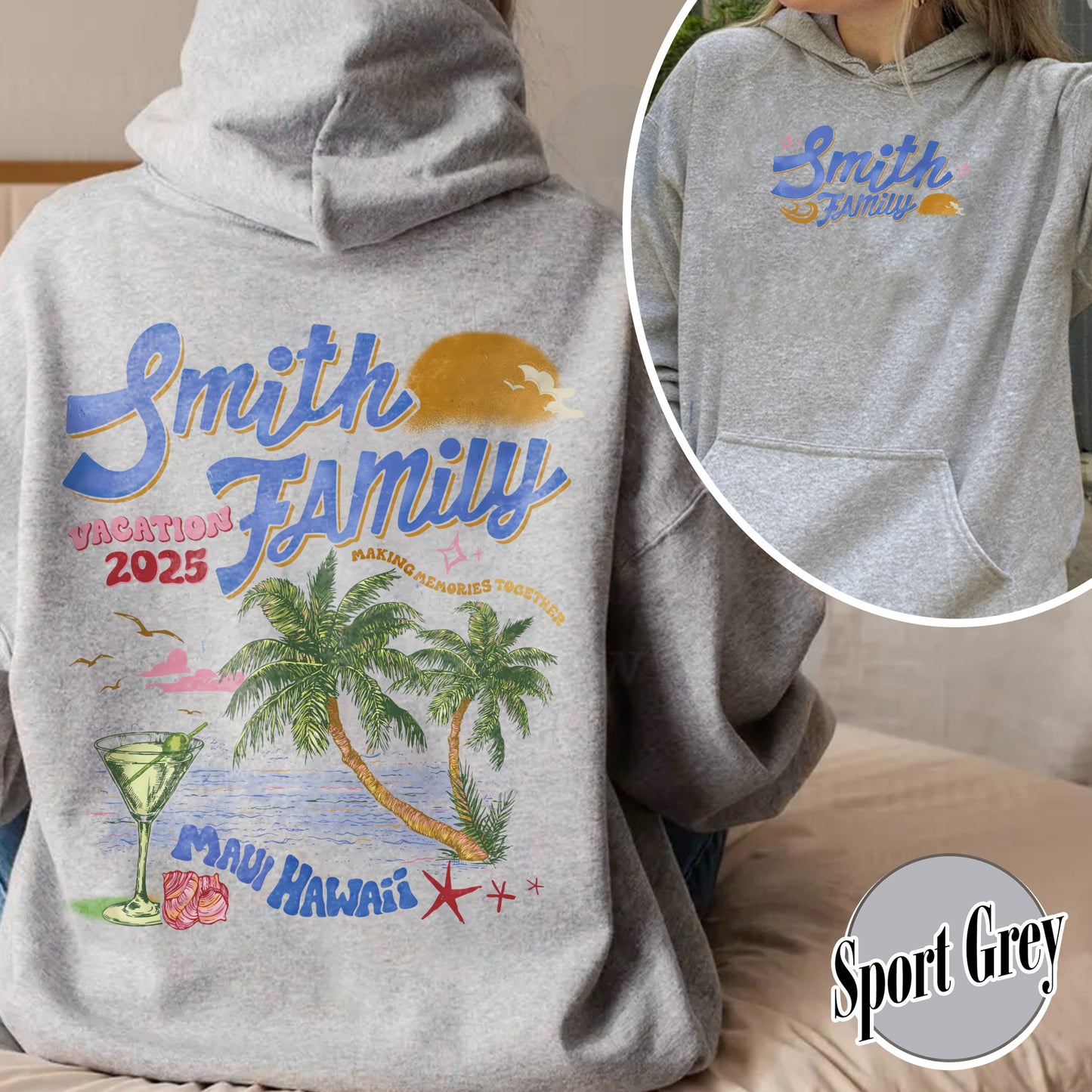 Family Hoodie, Custom Family Vacation 2025 Hoodie, Custom Family Beach Trip Hoodie