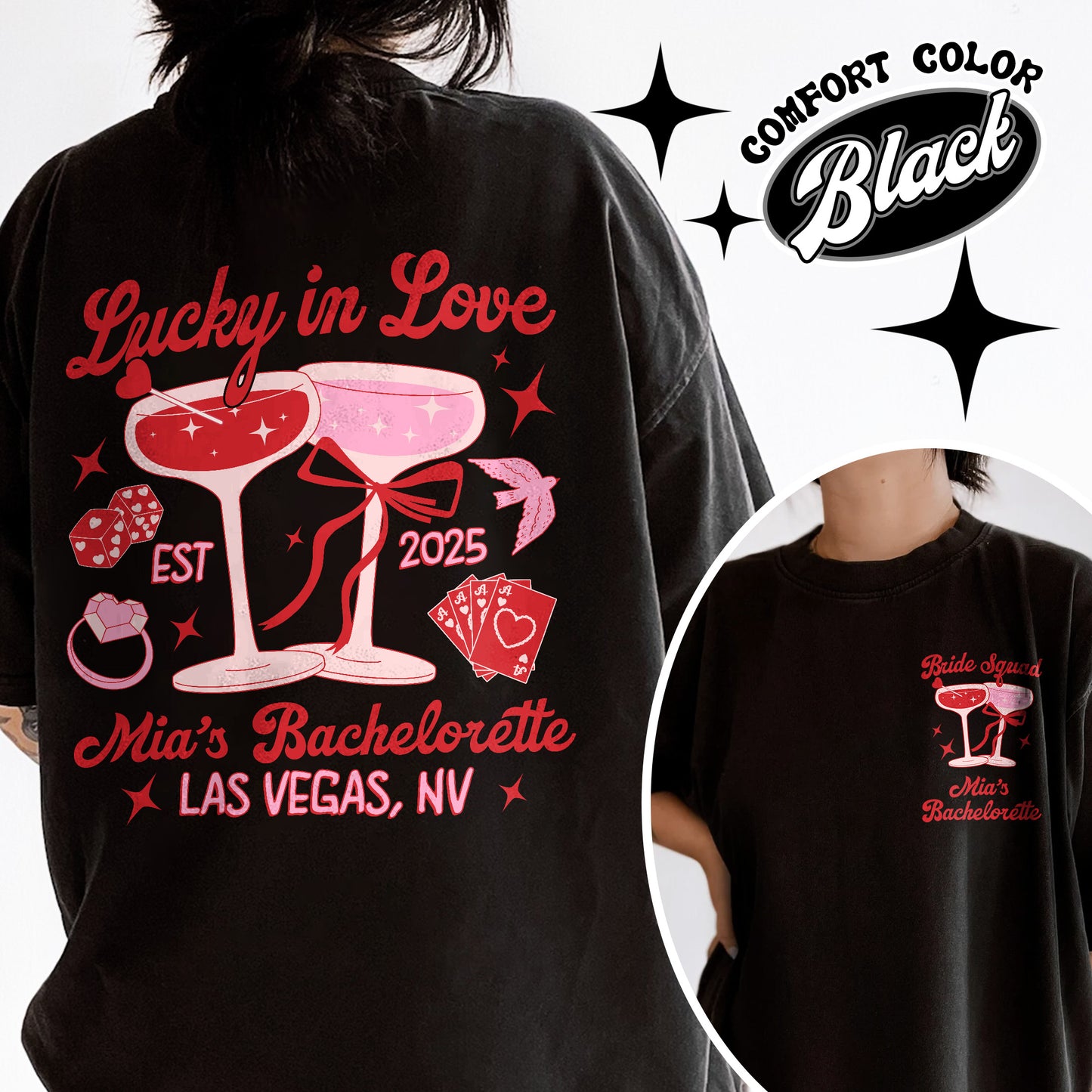 Bachelorette Comfort Color Shirt, Custom Bachelorette Party Shirt, Bride Team Bride Shirt, Lucky in Love Shirt