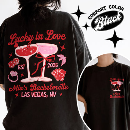 Bachelorette Comfort Color Shirt, Custom Bachelorette Party Shirt, Bride Team Bride Shirt, Lucky in Love Shirt