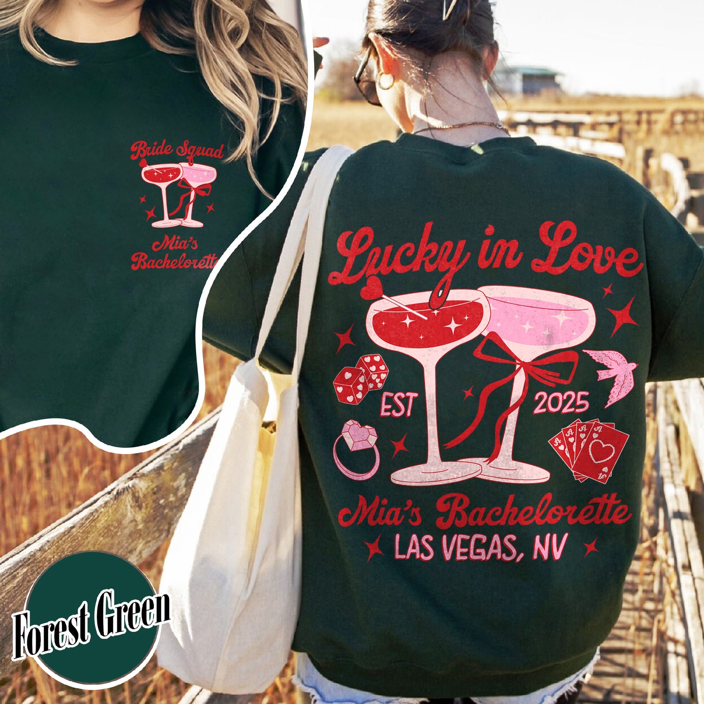 Bachelorette Sweatshirt, Custom Bachelorette Party Sweatshirt, Bride Team Bride Sweatshirt, Lucky in Love Sweatshirt