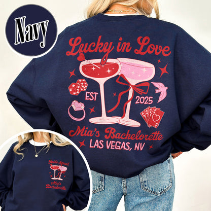 Bachelorette Sweatshirt, Custom Bachelorette Party Sweatshirt, Bride Team Bride Sweatshirt, Lucky in Love Sweatshirt