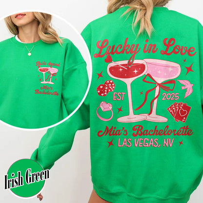 Bachelorette Sweatshirt, Custom Bachelorette Party Sweatshirt, Bride Team Bride Sweatshirt, Lucky in Love Sweatshirt