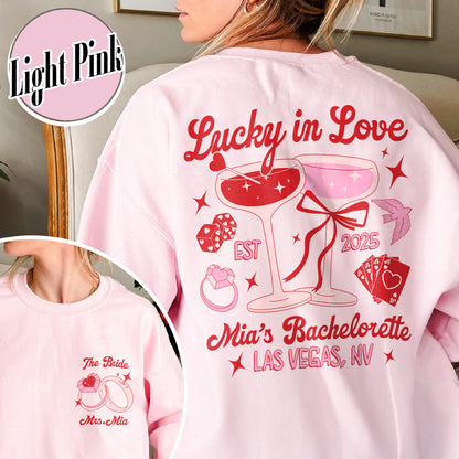 Bachelorette Sweatshirt, Custom Bachelorette Party Sweatshirt, Bride Team Bride Sweatshirt, Lucky in Love Sweatshirt