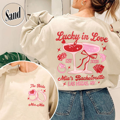 Bachelorette Sweatshirt, Custom Bachelorette Party Sweatshirt, Bride Team Bride Sweatshirt, Lucky in Love Sweatshirt